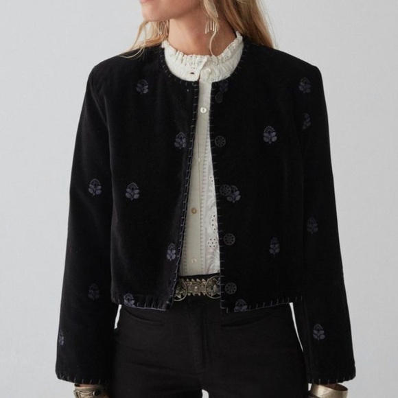 Vintage I Magnin Velvet Crop Blazer Jacket shoulder pads size 4 - Picture 7 of 11